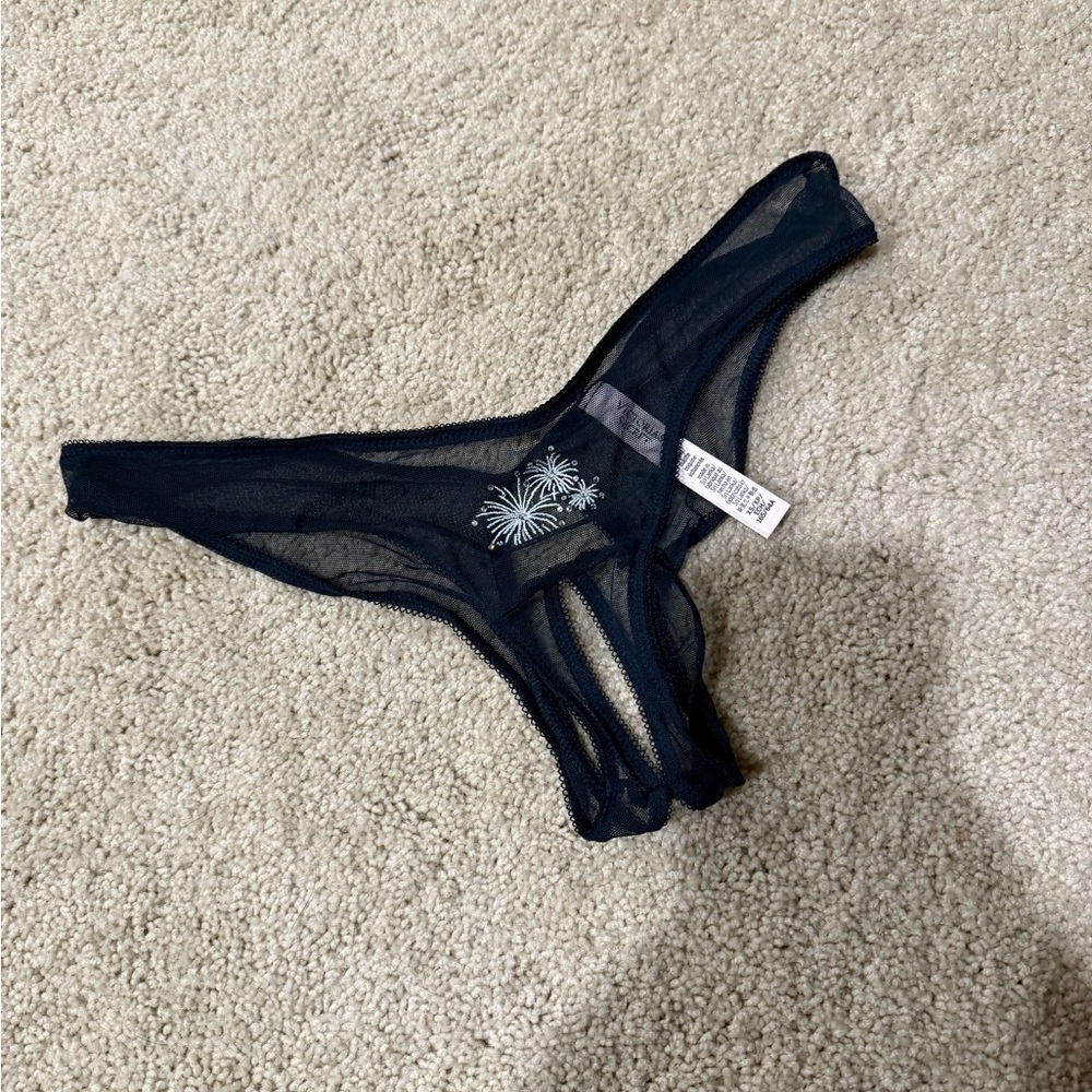 NWOT Victoria’s Secret Crotchless Rhinestone Firework High Waist Cheeky Panty